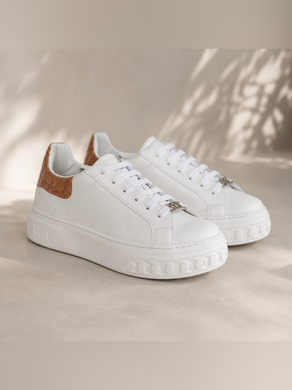 Casadei Off-Road White Platform Leather Italian Fashion Sneakers US11